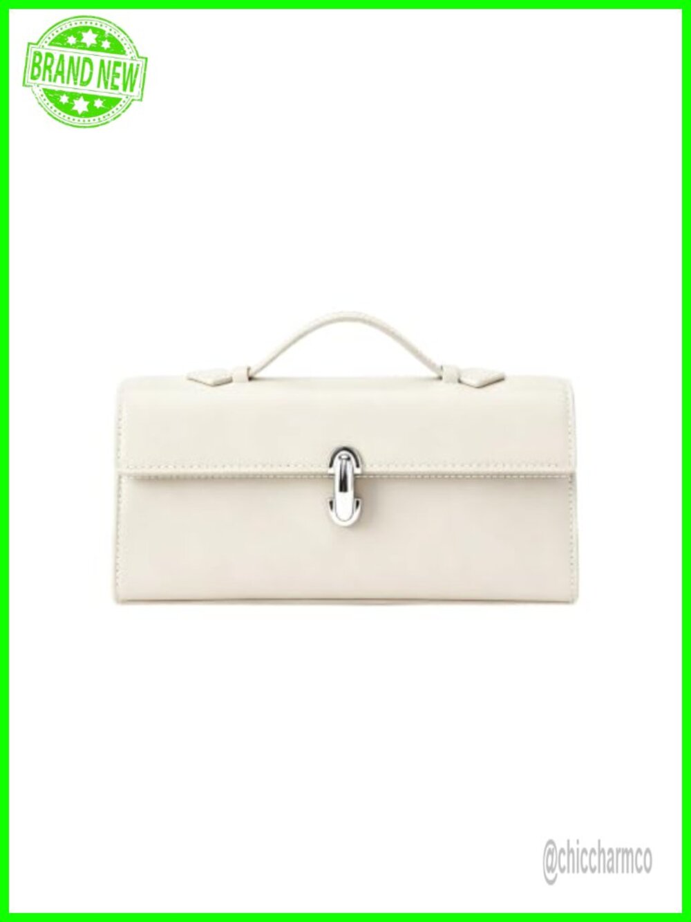 PU Vegan Leather Satchel Top Handle Evening Clutch Twist Lock Purse